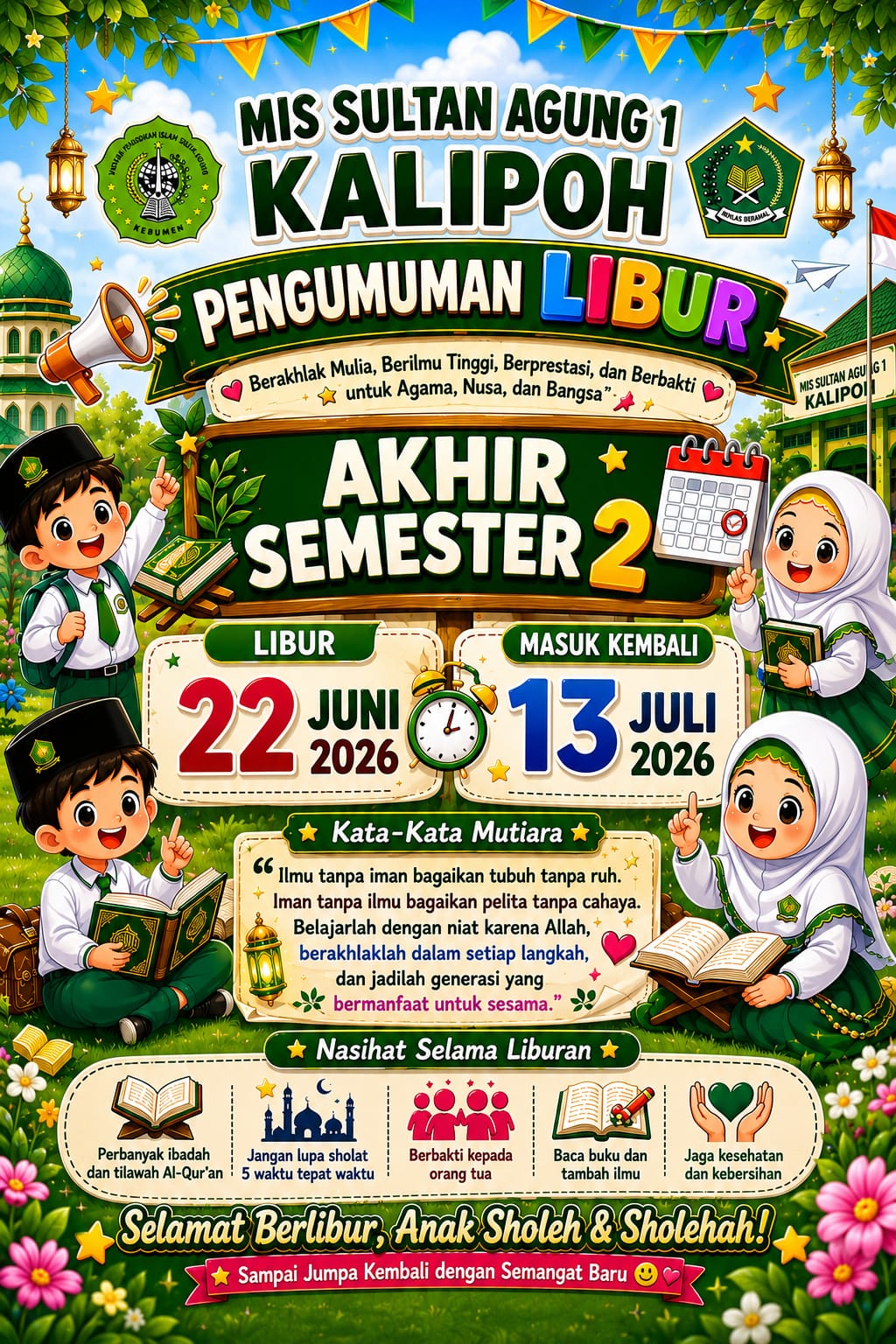 Pengumuman Libur Akhir Semester 2 Tahun Ajaran 2025/2026